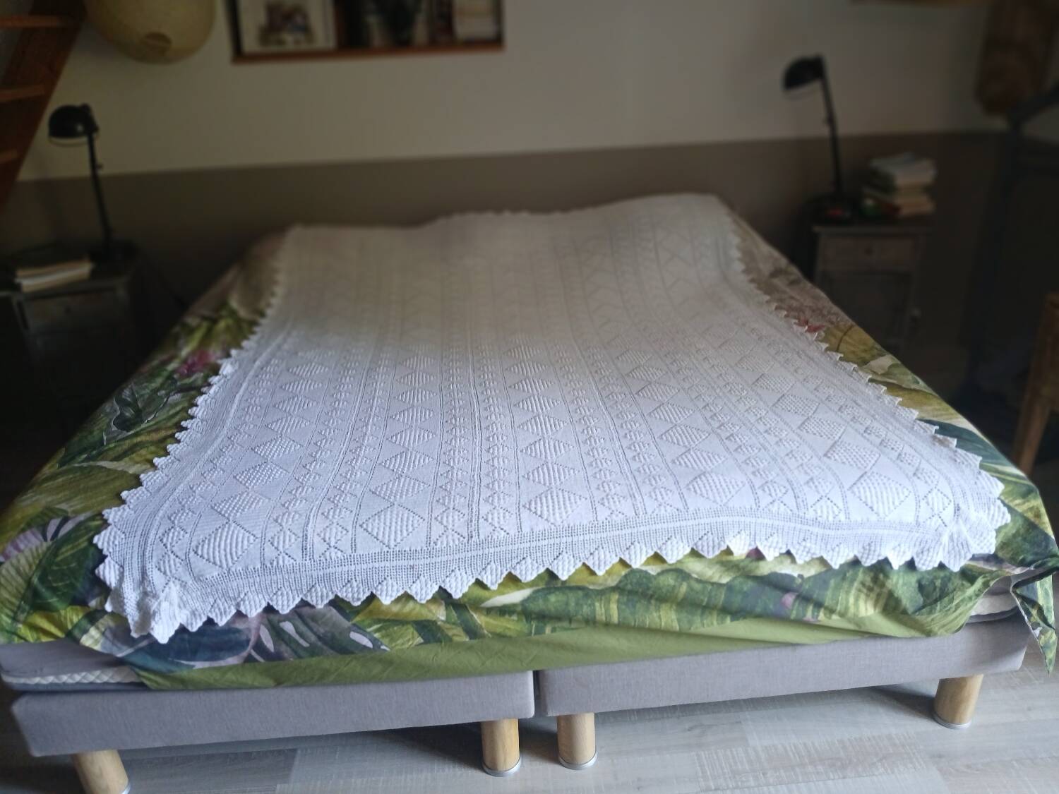 2 antique crochet bedspreads