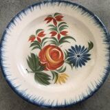 Old plate in auvillar earthenware, floral painting decoration, 19th century