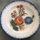 Old plate in auvillar earthenware, floral painting decoration, 19th century