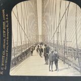 Photographie ancienne stereo, stereograph, luxe albumine 1903 Pont de Brooklyn, New-York