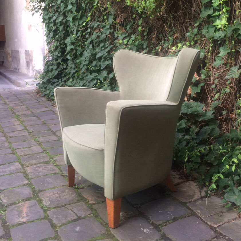 Fauteuil velours ras 1950