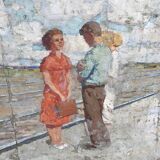 Tableau ancien 120 x 205 cm