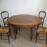 Table Louis Philippe - 4 walnut mulched chairs