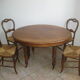 Table Louis Philippe et 4 chaises paillées noyer