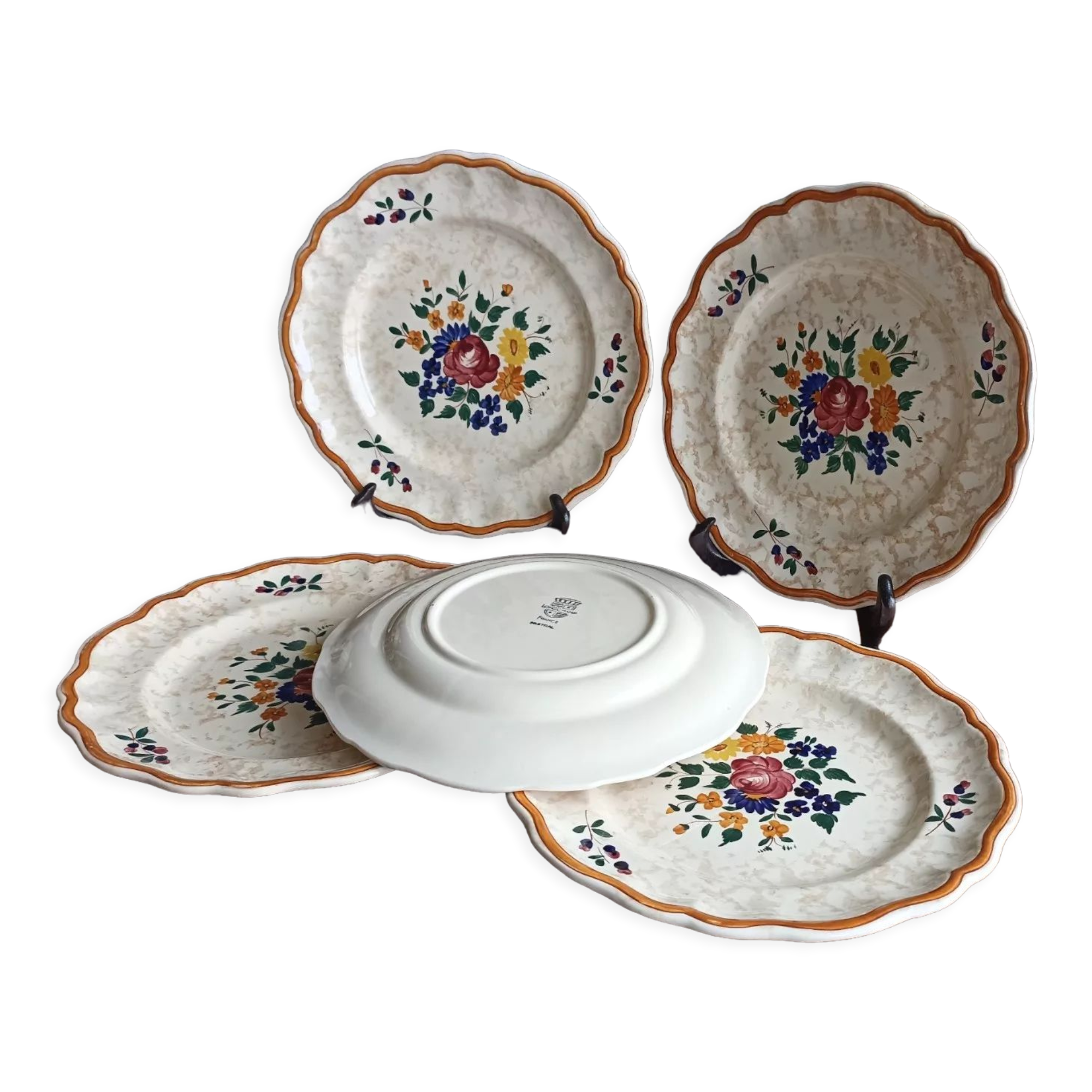 5 flat earthenware plates from Longchamp - Mistral