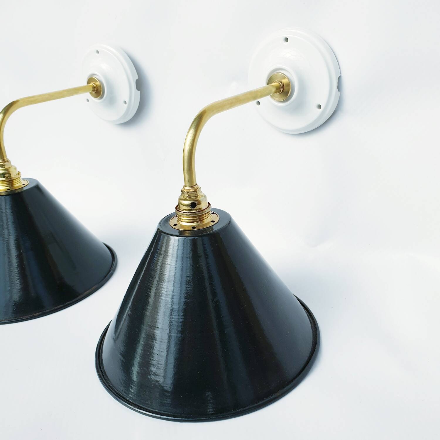 Antique enamelled sheet metal wall lights