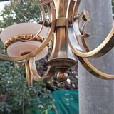 lustre art déco 4 feux bronze et opaline