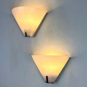 Pair of mid-century conical opal glass wall lights, Italy 1960s