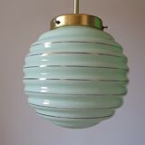 Pale green and golden opaline pendant lamp