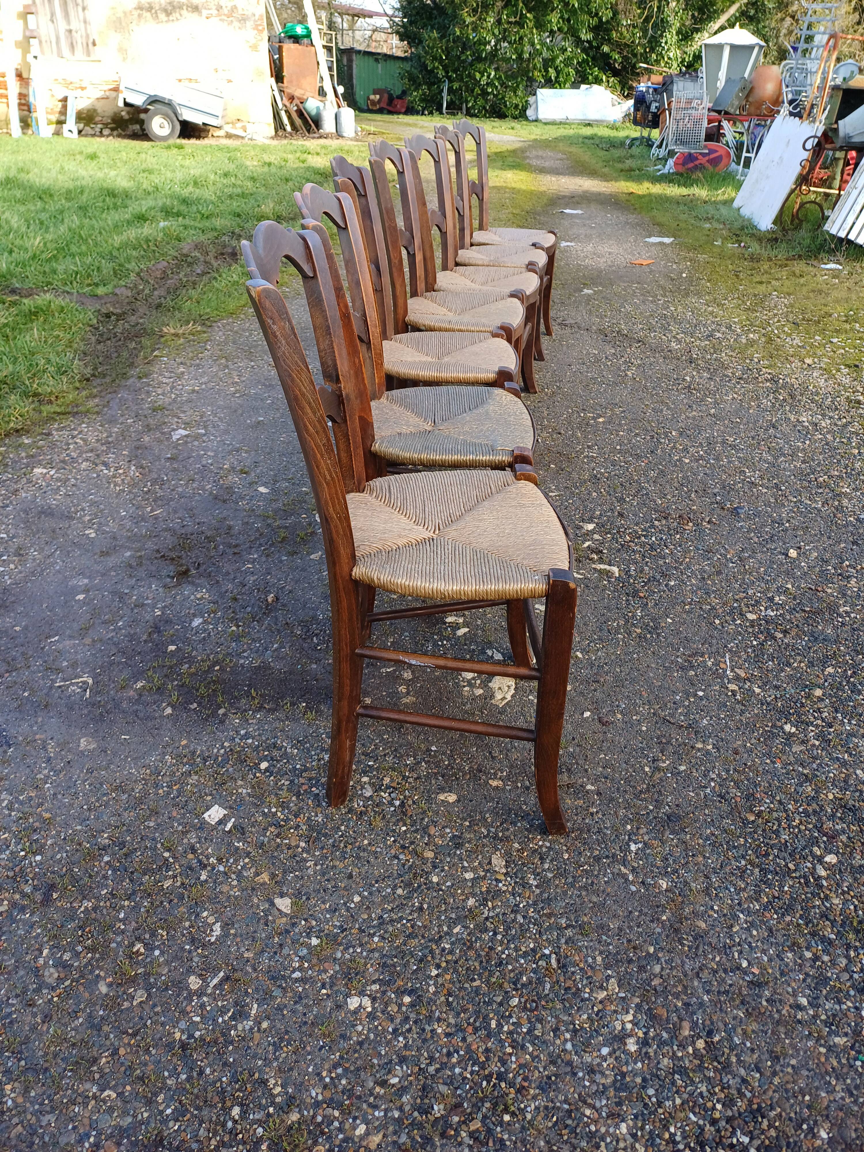 7 Old Straw Chairs