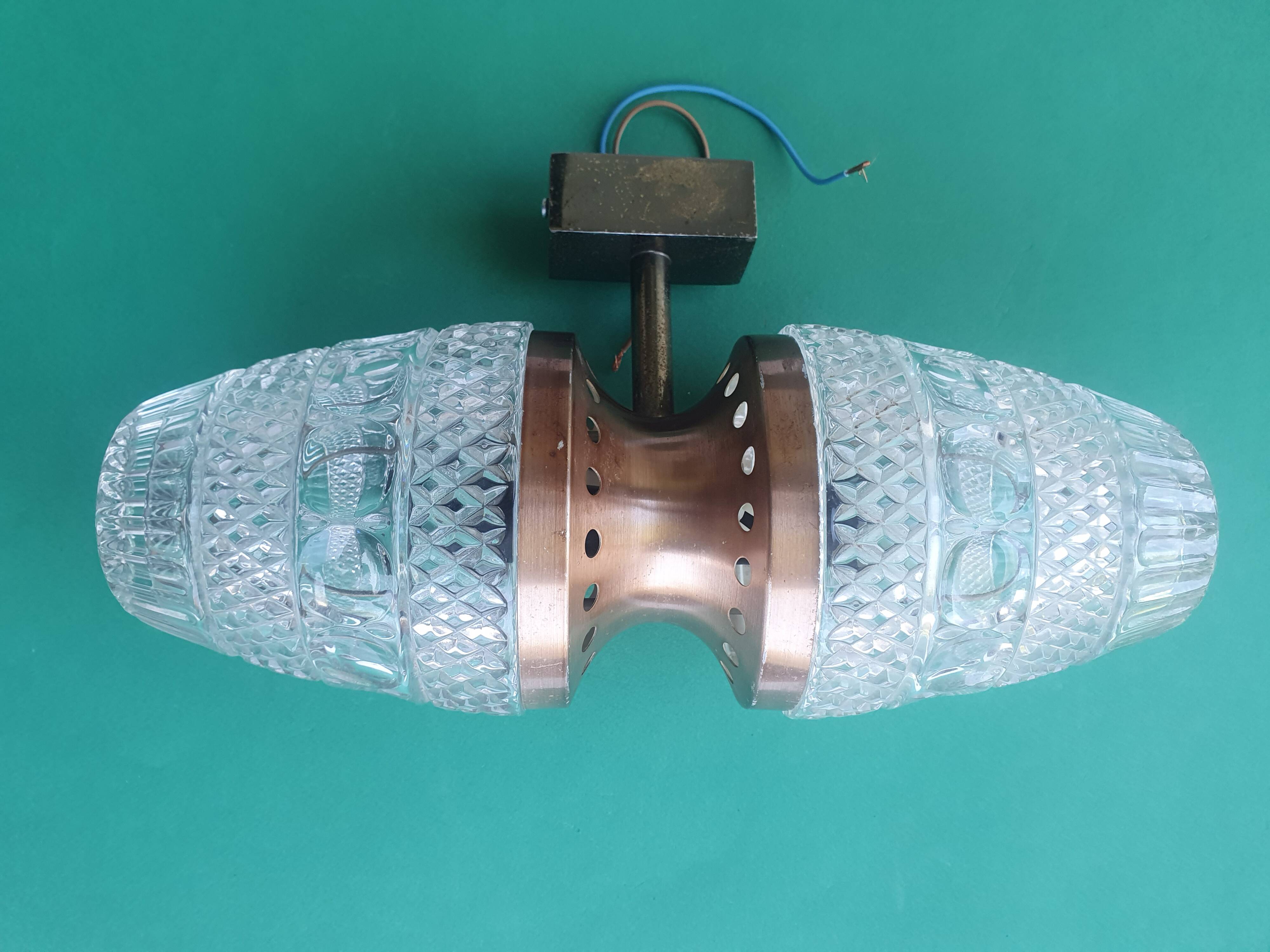 Vintage brass wall sconce with two glass globes