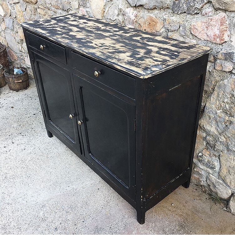 Old black buffet wood tray patina