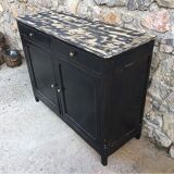 Old black buffet wood tray patina