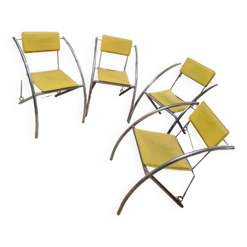 Lot de 4 fauteuils tubulaires vintage – design moderniste années 60–70