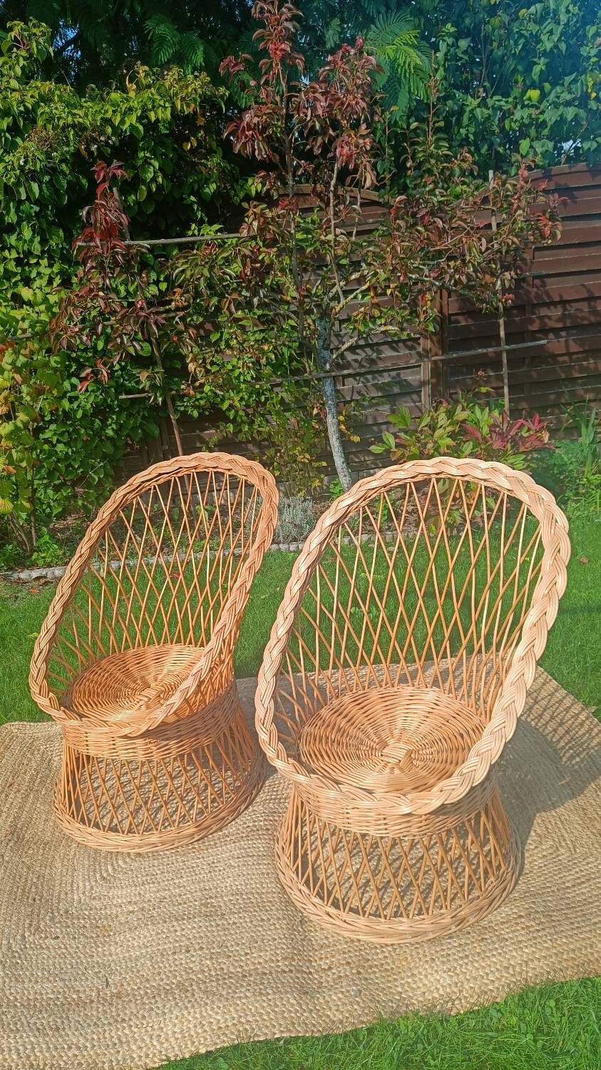 Rattan and wicker basket chairs