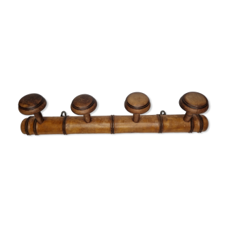 Wooden coat rack turned in imitation of bamboo, 4 hooks, 50 cm