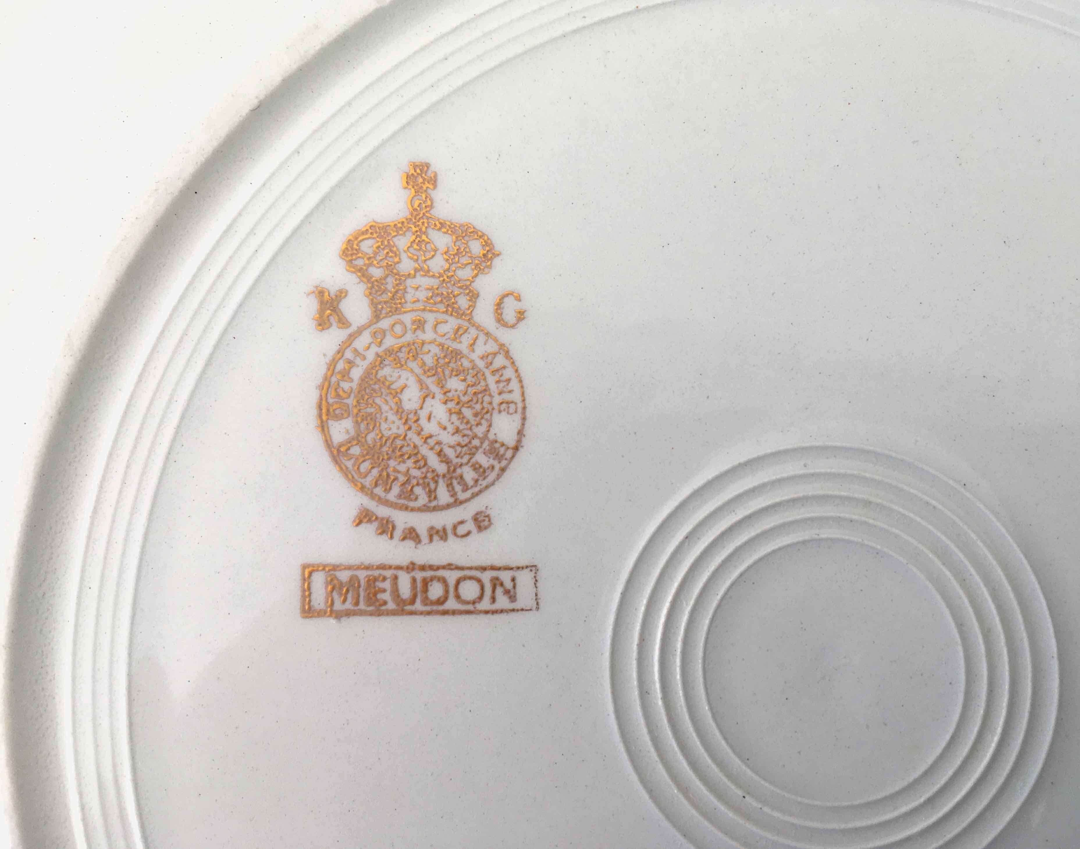 Set 6 flat plates fine earthenware Lunéville Meudon