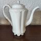 Limoges porcelain coffee maker in Haviland, white milk pot and sugar bowl decorated with leaves