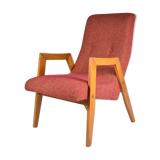 Fauteuil d'origine vintage "Relax", années 1960, Europe de l'Est, rénové, tissu rouge