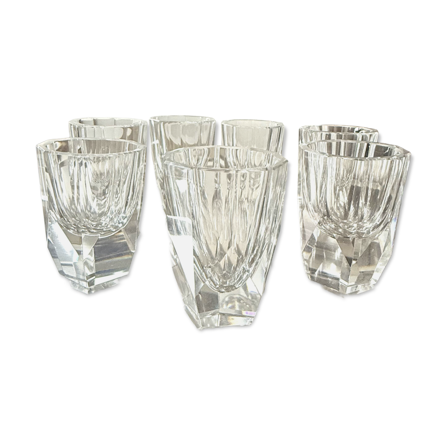 Set of 7 crystal liqueur/shooter glasses