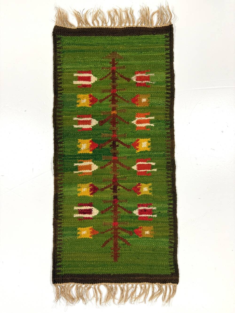 Woolen kelim wall hanging table runner Poland 1970’s