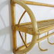 4-patère wall door and shelf. Vintage rattan coat hanger. Year 60