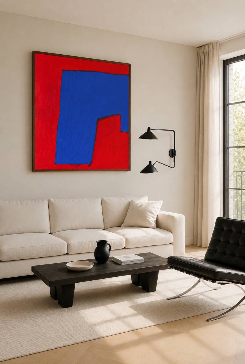 Minimalist abstract "blue shape" signed