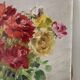 Bouquet of roses in a glass vase, oil on canvas signed