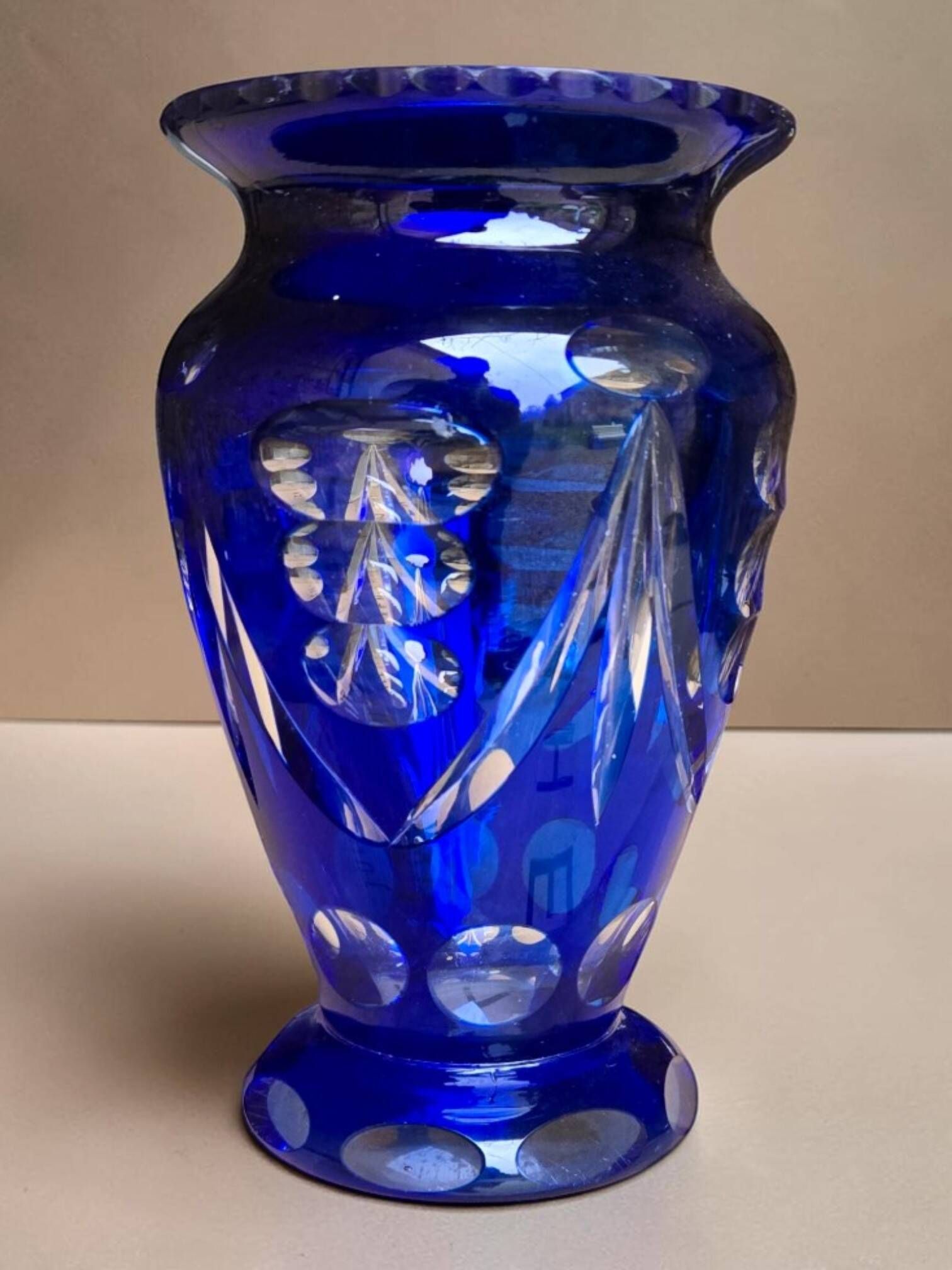 Cobalt blue crystal vase, Czechoslovakia