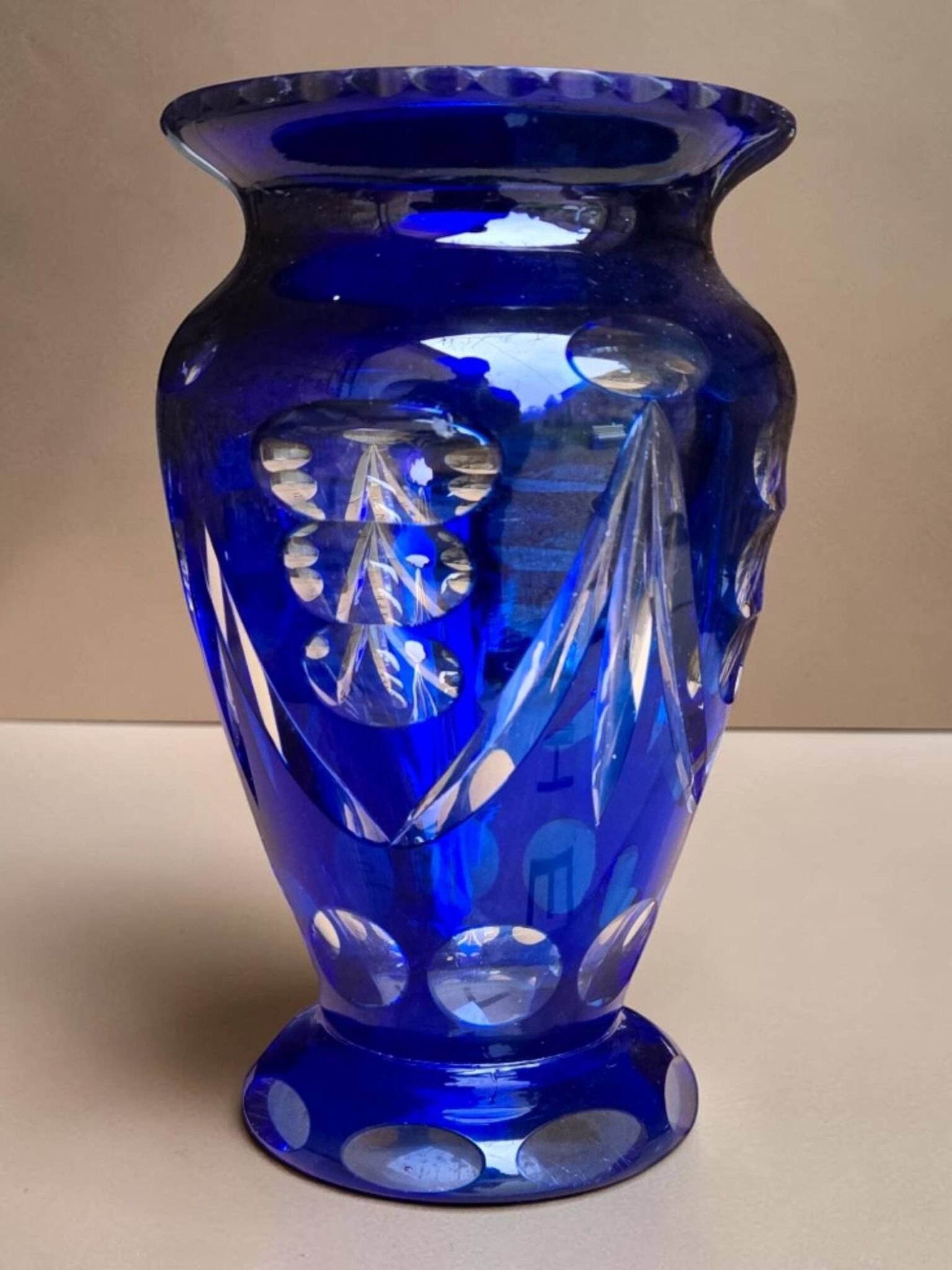 Vase en cristal bleu de Cobalt, Tchécoslovaquie