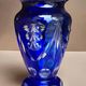 Cobalt blue crystal vase, Czechoslovakia