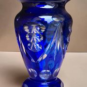 Vase en cristal bleu de Cobalt, Tchécoslovaquie