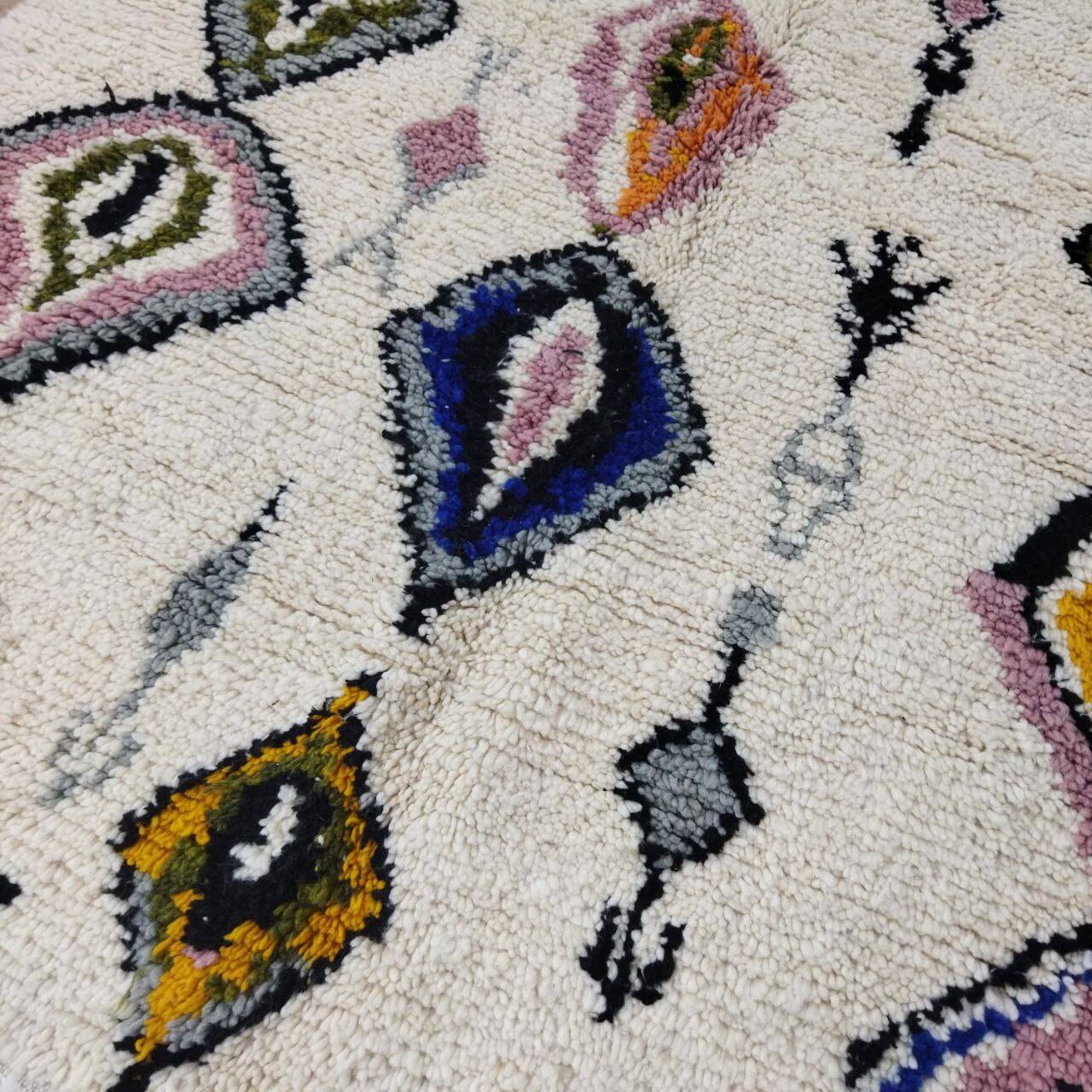 Handmade wool Berber rug 224 x 147 cm