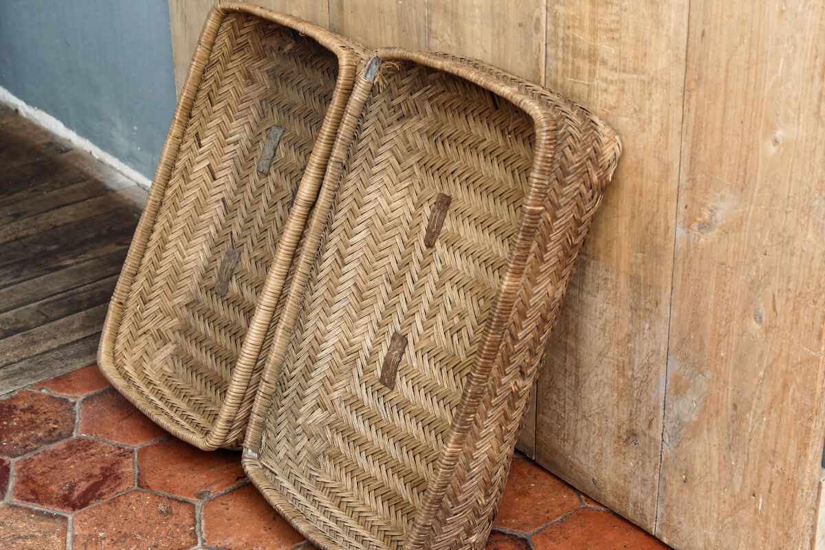 Pair of old braided pans