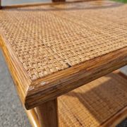 Pair of bedside tables in wood and woven straw - around 1960.