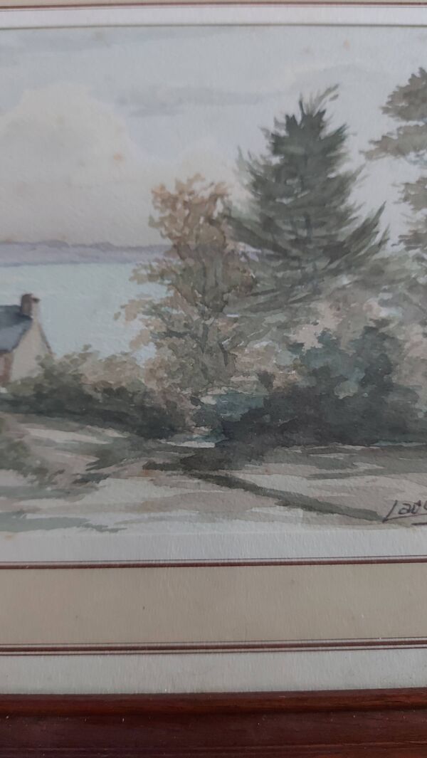 Aquarelle encadrée et sous verre signée B.Lavenan Peintre Breton Made In France