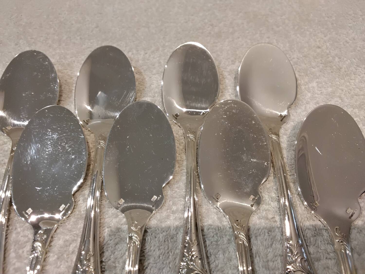 2 individual metal silver-plated sauce spoons by Christofle Marly