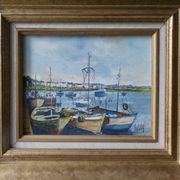Oil painting on canvas signed Christian Delobel, Gulf of Morbihan.
