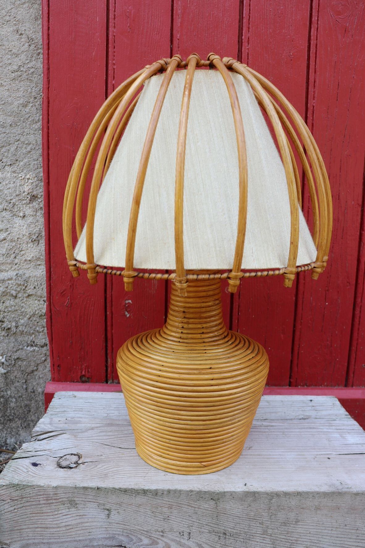 Rattan lamp Louis Sognot
