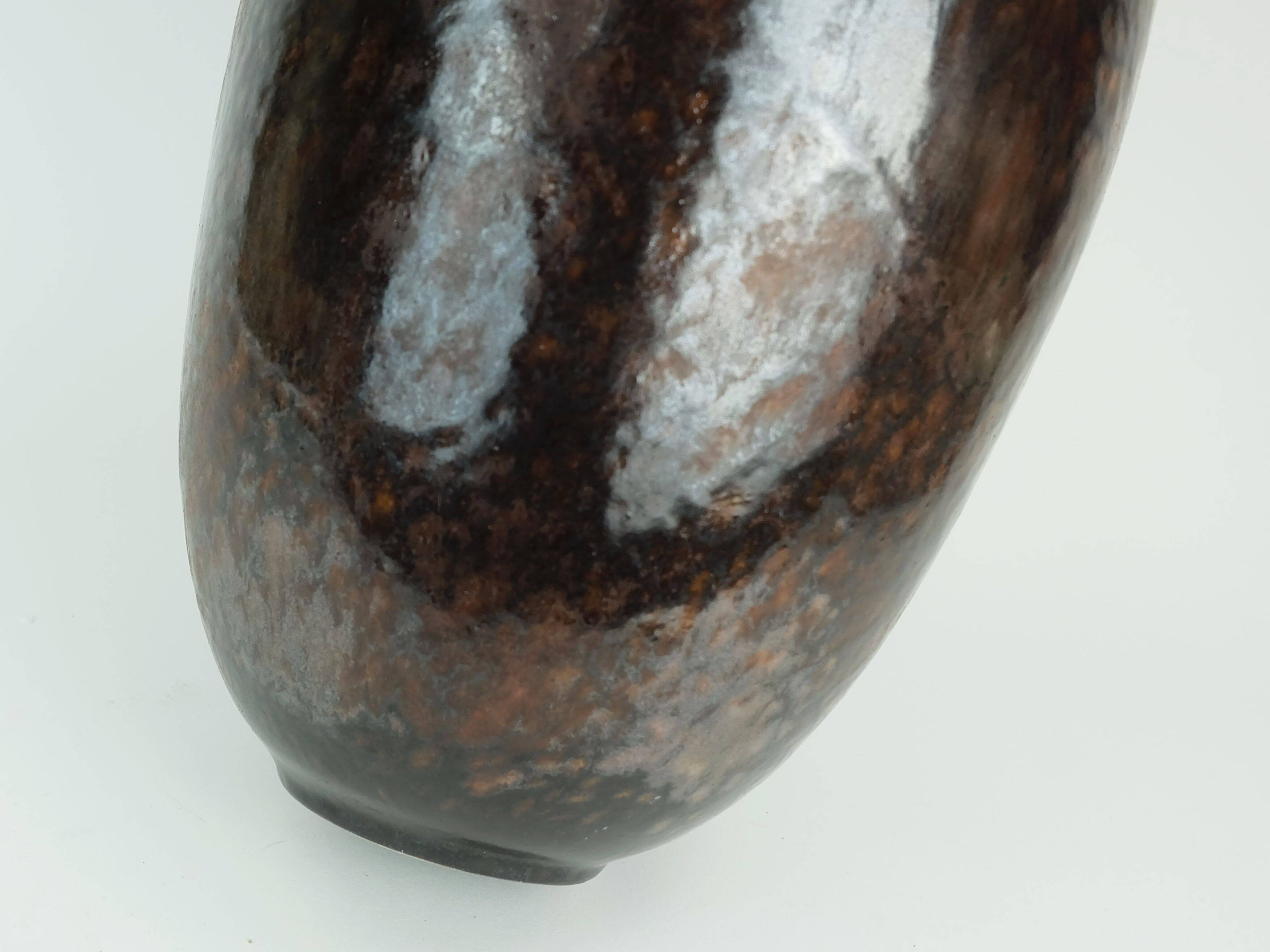 ruscha art VASE jug drip glaze shades of purple black brown 1970 80s