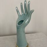 Hand soliflore blue green iridescent and gold