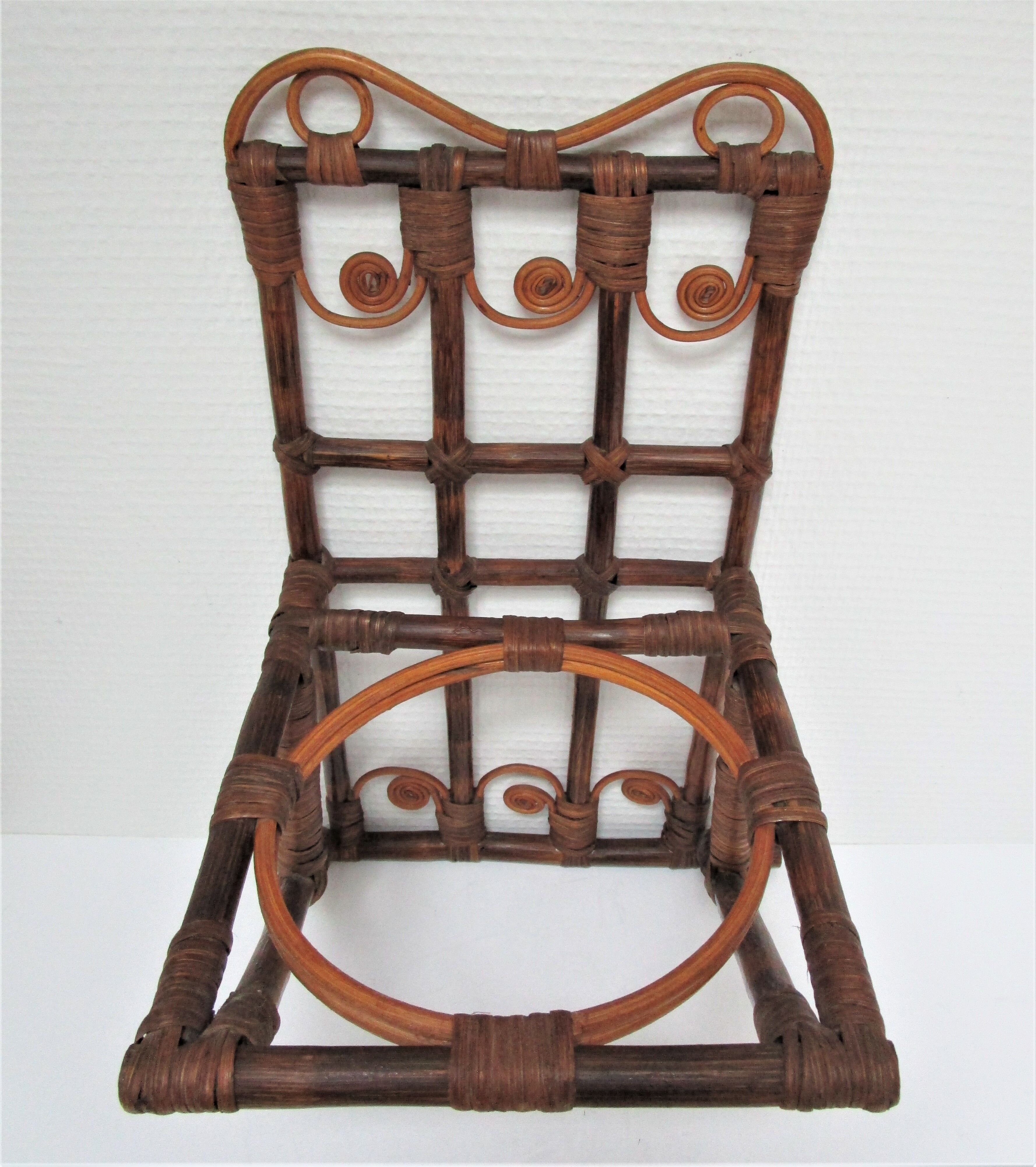 peacock rattan shelf and bamboo vintage plant holder