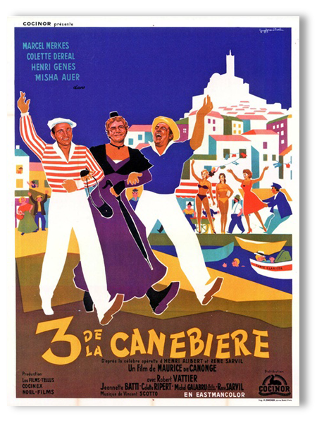 Old poster 1955 vintage Marseille 3 of the canebiere.120x160