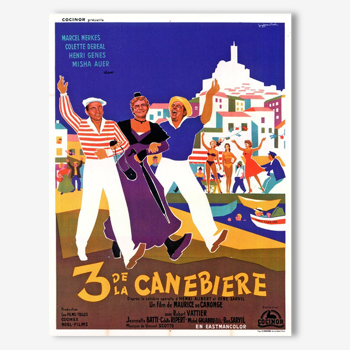 Old poster 1955 vintage Marseille 3 of the canebiere.120x160