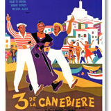Old poster 1955 vintage Marseille 3 of the canebiere.120x160