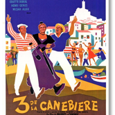 Affiche ancienne 1955 vintage Marseille 3 de la canebiere.120x160