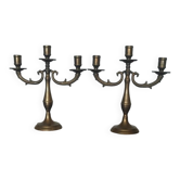 Pair of antique gilded brass candlesticks