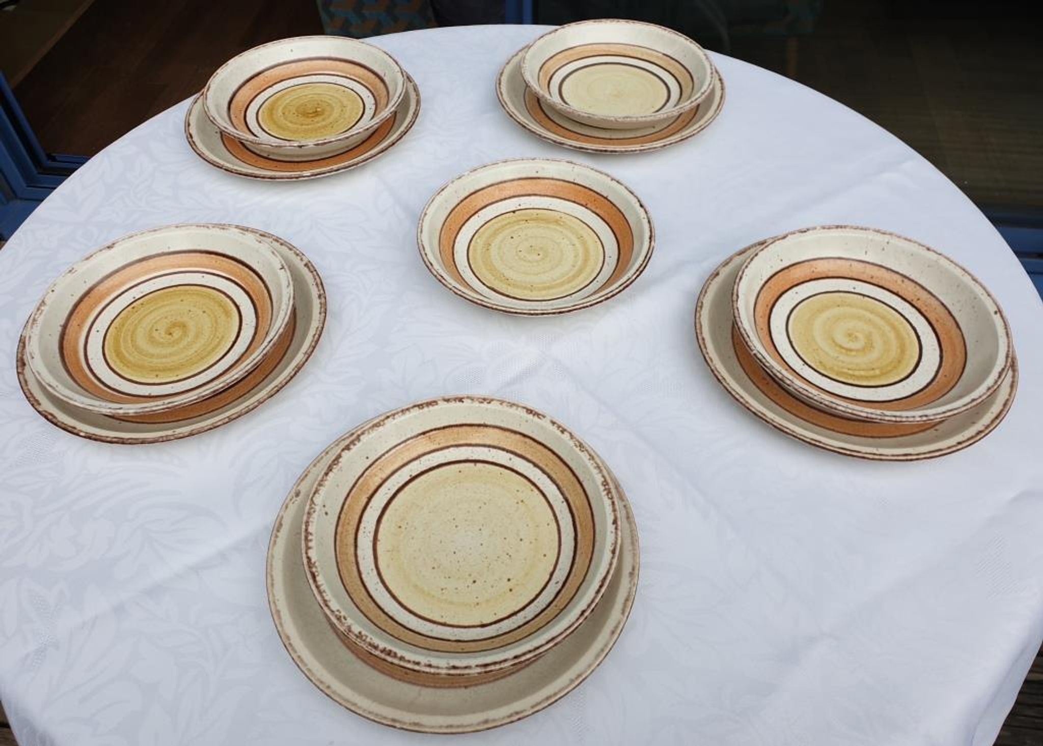Set 11 plates Gien France model Etna spirals bohemian retro 1970