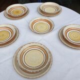 Set 11 plates Gien France model Etna spirals bohemian retro 1970