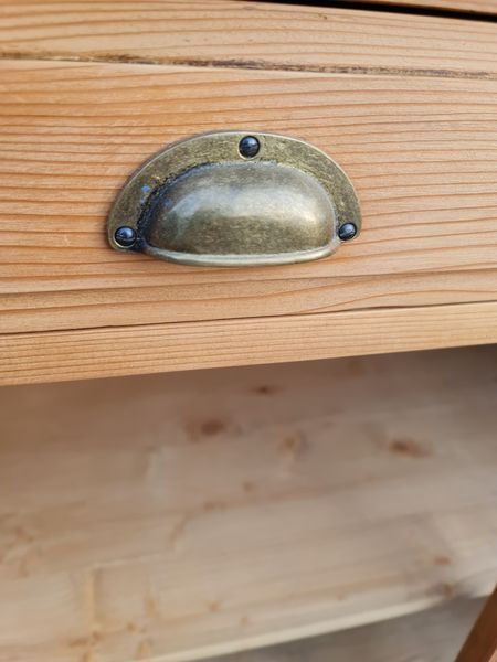 Raw pine sideboard with black patina top